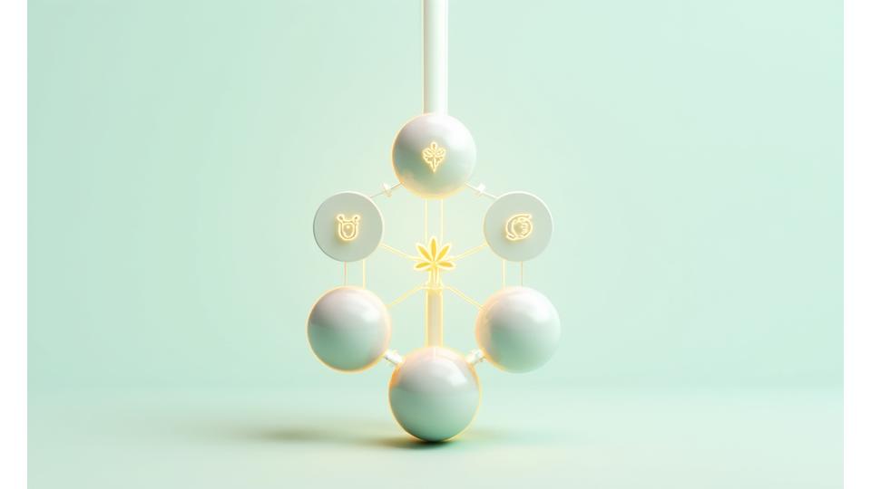 Diagram illustrating VitaSpoke's holistic wellness methodology, encompassing nutrition, movement, stress management, and sleep as interconnected pillars.