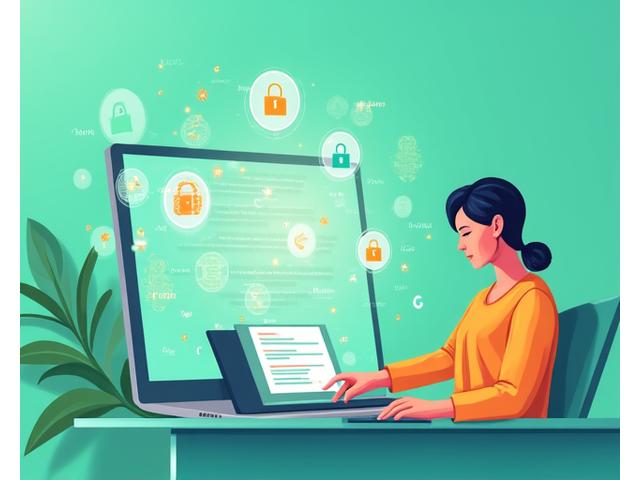 Illustration of a person interacting with digital health forms, secure data collection.