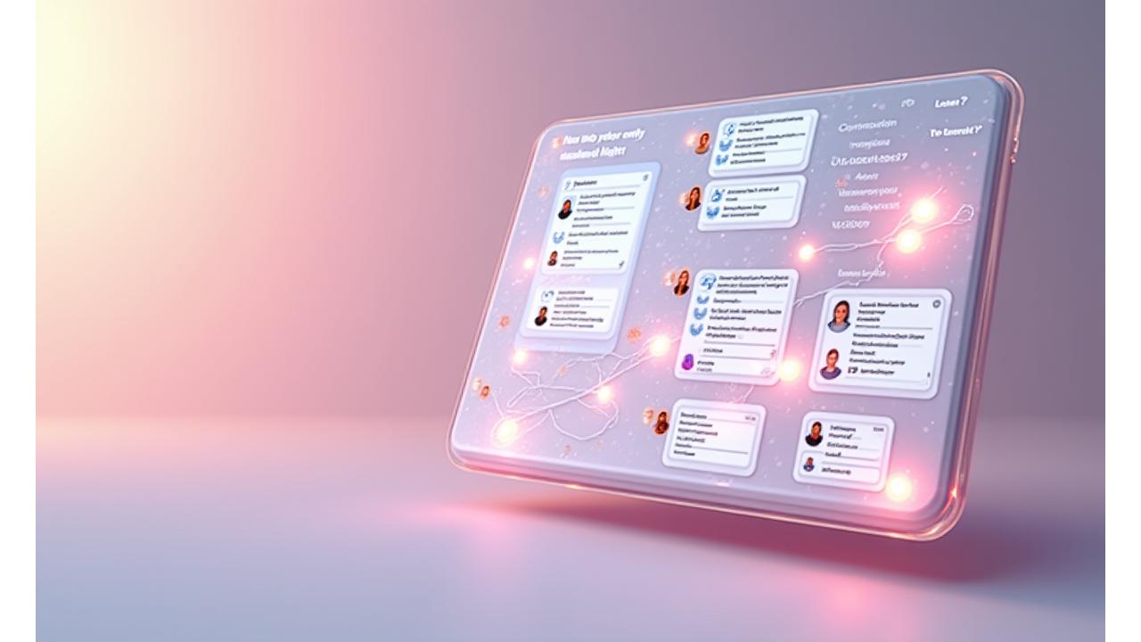 A digital interface illustrating various community features: discussion threads, member profiles, and a secure chat window.